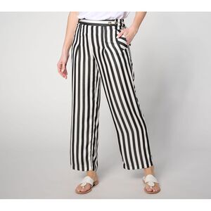 Anybody Women's Petite Pants PM PetiteWoven Ankle Button Tab Waist Black A645311